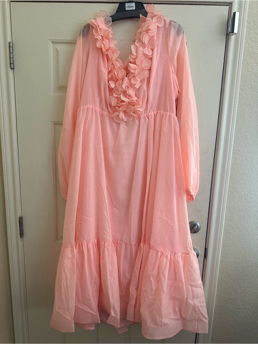Peach Ruffle-Front Maxi Dress for Women